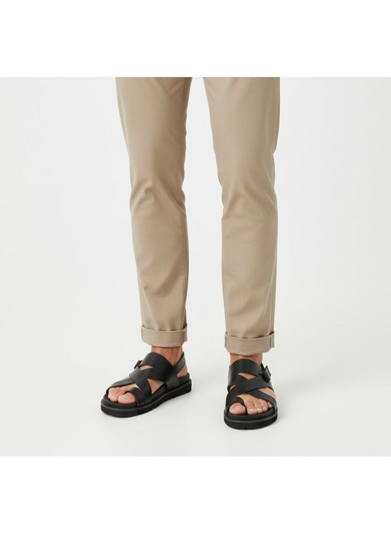 HIGH LINE STORE Unisex Comfortable Sandals X with Lightweight EVA Sole and Durable Leather Straps in a Modern and Stylish Design - Perfect for Daily Wear and Outings - Black Color - Image 1